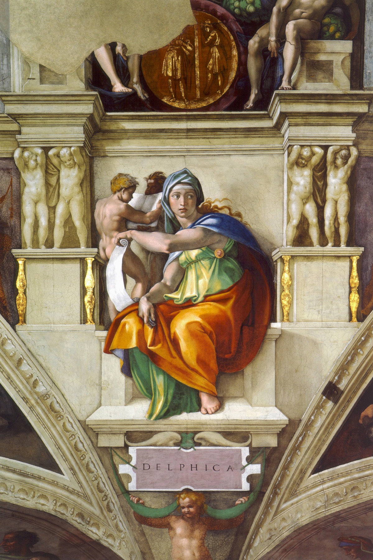 Annotated details from the Delphic Sibyl by Michelangelo